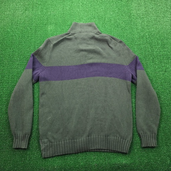 Nautica Sweater Mens Large Green Blue 1/4 Zip‎ Pullover Preppy Casual - Picture 9 of 10